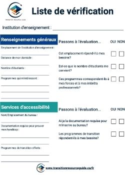 Photo de la liste de vérification des établissements