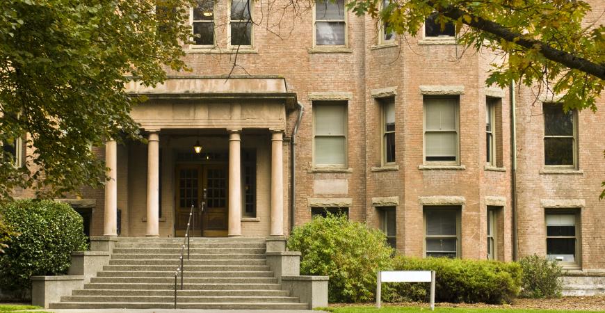 Exterior view of the front of a post-secondary institution