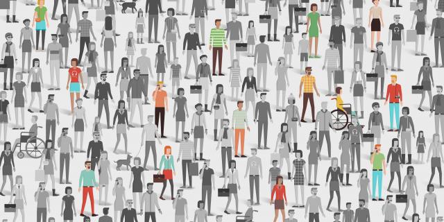 Illustration d'une foule de personnes aux capacités physiques différentes